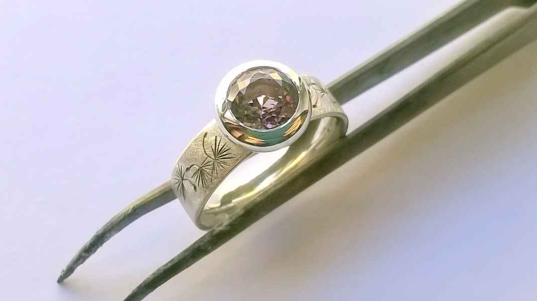 Handgraviertes 925 Silber, Turmalin